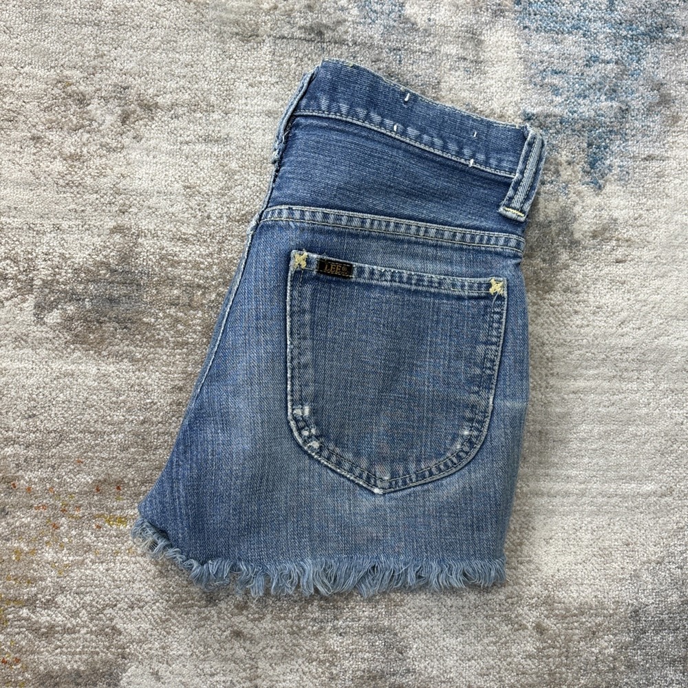 Vintage 70s Lee Daisy Duke Cutoff Jean Shorts 26-27 Waist Distressed USA